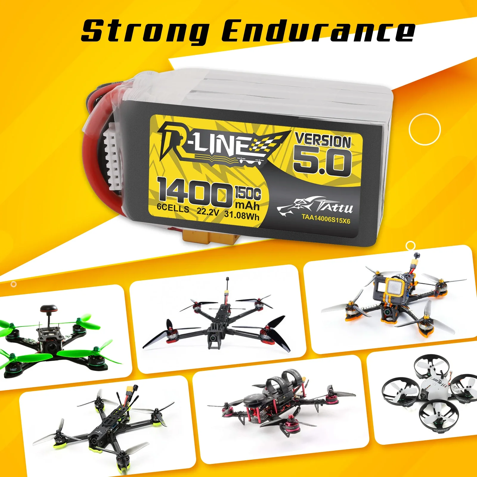 Tattu r-line 1200mAh 1400mAh 6 - Drone Battery 6S reseña y precio