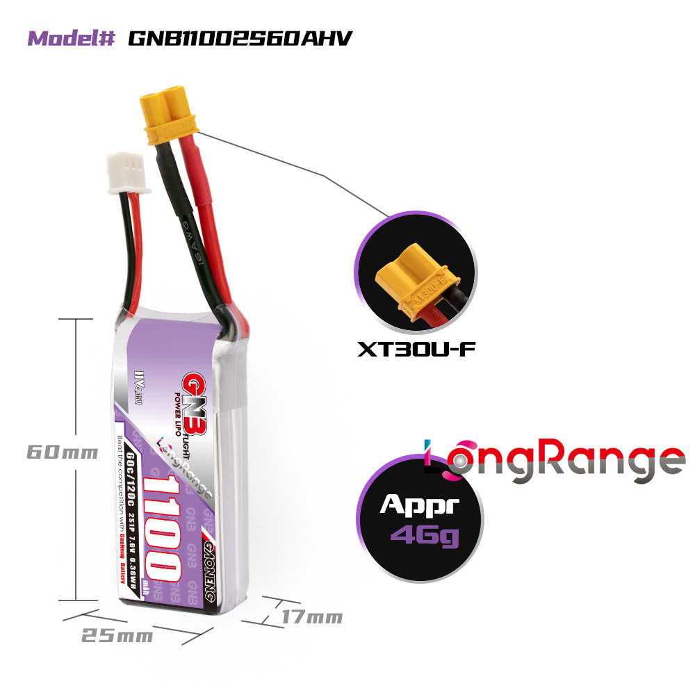 GNB 1100mAh 2S 3S 4S 6S 60C/12 - Drone Battery Lipo reseña y precio