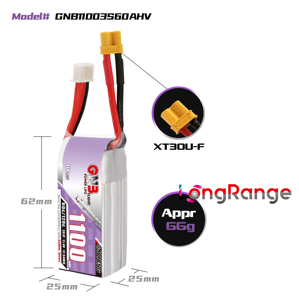 GNB 1100mAh 2S 3S 4S 6S 60C/12 - Drone Battery Lipo reseña y precio